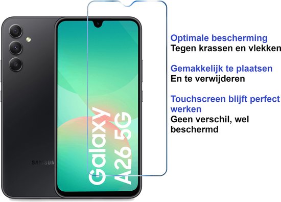 Premium Screenprotector Geschikt Voor Samsung A26 - Gehard Glas - 2 Stuks