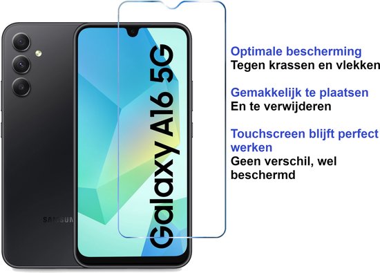 ArmorDrop Full Guard Screenprotector Geschikt Voor Samsung A16 - Gehard Glas - 2 Stuks