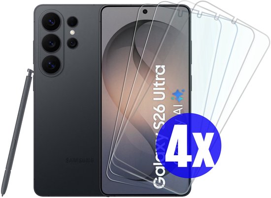 Screenprotector geschikt voor Samsung S26 Ultra - Gehard Glas - Tempered Glass Armor Screen Cover - 4 Stuks