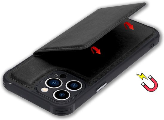 Armordrop Hoesje Met Pasjeshouder Geschikt Voor iPhone 11 Pro - Backcover Hoesje Met Portemonnee - Ruimte Voor 3 Pasjes - Zwart