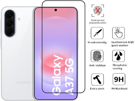 Pashouder Hoesje en Screenprotector Combi Geschikt Voor Samsung A37 - Pasjeshouder + Premium Screenprotector