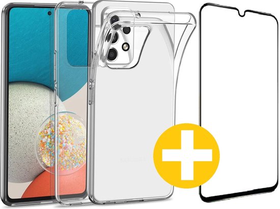 Hoesje en Screenprotector Combi Geschikt Voor Samsung A33 - Transparant Hoesje + Premium screenprotector