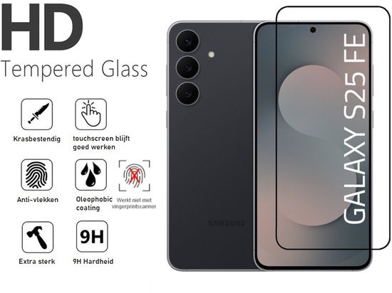 Hoesje en Screenprotector Combi Geschikt Voor Samsung S25FE (Fan Edition) - Transparant Hoesje + Premium Screenprotector