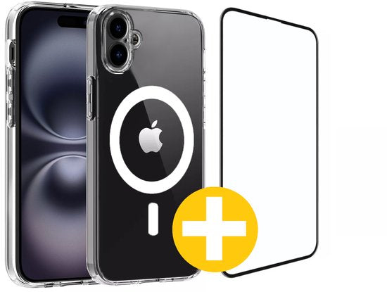 Magnetisch Hoesje en Screenprotector Combi Geschikt Voor iPhone 16 - Hoesje Geschikt voor Magsafe + Premium Screenprotector