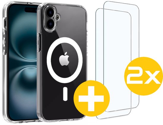 Magnetisch Hoesje en Screenprotector Combi Geschikt Voor iPhone 16 Plus - Hoesje Geschikt voor Magsafe + 2x Screenprotector