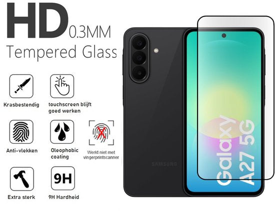Full Cover Screenprotector Geschikt Voor Samsung A27 - Volledige Beschermglas - PREMIUM Tempered Glass - 1 stuk
