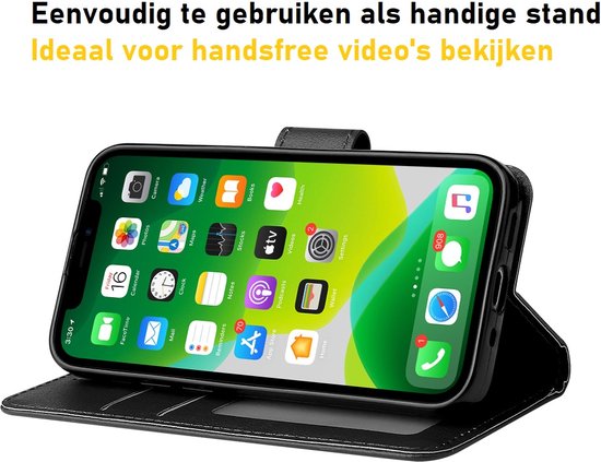 Bookcase Hoesje Geschikt Voor iPhone SE - Wallet Case - Hoesje Met Pasjeshouder - Geschikt voor iPhone 7 / 8 / SE 2020 / SE 2022 - Zwart