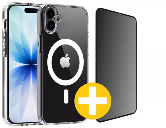 Magnetisch Hoesje en Privacy Screenprotector Combi Geschikt Voor iPhone 17 - Hoesje Geschikt voor Magsafe + Privacy Screenprotector