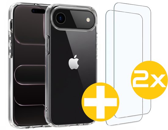 Hoesje en Screenprotector Combi Geschikt Voor iPhone 17 Air - Transparant Hoesje + 2x Screenprotector