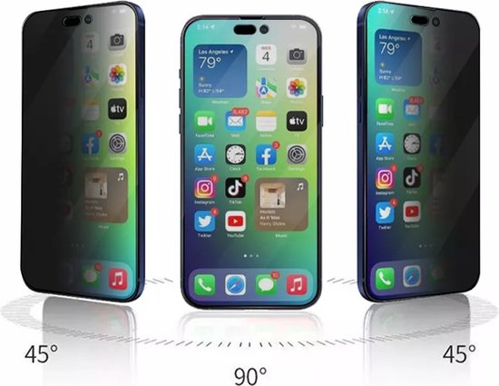 Full Cover Privacy Screenprotector Geschikt Voor iPhone 14 Pro Max - Volledige Beschermglas - PREMIUM Tempered Glass - 1 stuk