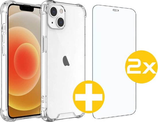 Hoesje en Screenprotector Combi Geschikt Voor iPhone 13 - Anti Shock Hoesje + 2x Screenprotector