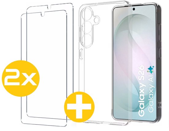 Hoesje en Screenprotector Combi Geschikt Voor Samsung Galaxy S2+ - Transparant Hoesje + 2x Screenprotector