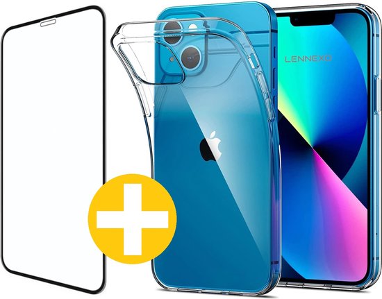 Hoesje en Screenprotector Combi Geschikt Voor iPhone 13 - Transparant Hoesje + Premium Screenprotector