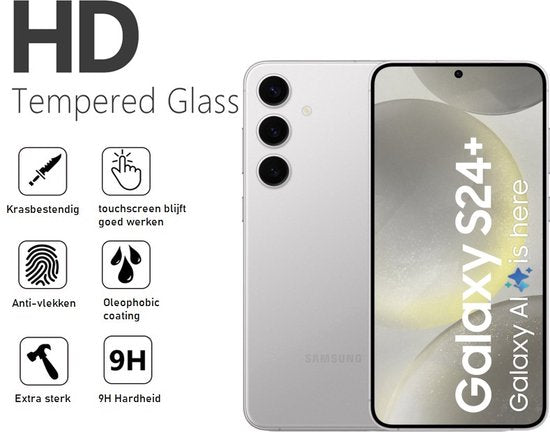 Screenprotector Geschikt Voor Samsung Galaxy S24+ (S24 Plus) - Glasplaat - Tempered Glass - 2 Stuks