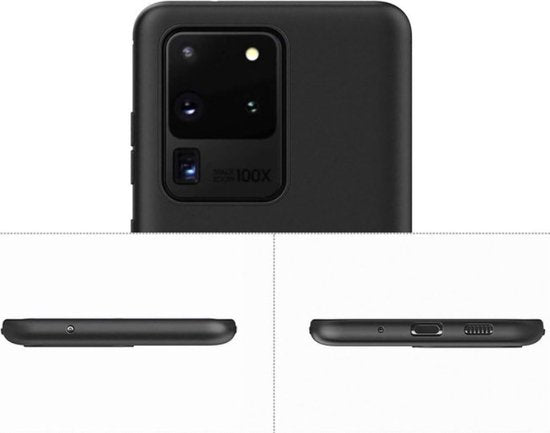 Zwart Hoesje Geschikt Voor Samsung Galaxy S20 Ultra - Zwarte Siliconen hoesje - TPU Back Cover Hoes - Zwart