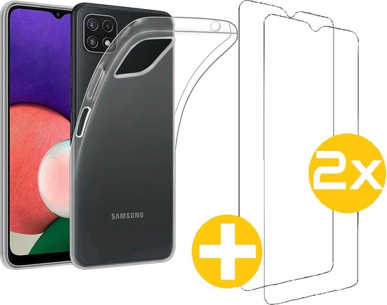 Hoesje en Screenprotector Combi Geschikt Voor Samsung Galaxy A12 - Transparant Hoesje + 2x Screenprotector