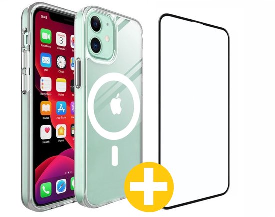 Magnetisch Hoesje en Screenprotector Combi Geschikt Voor iPhone 12 Mini - Hoesje Geschikt voor Magsafe + Premium Screenprotector