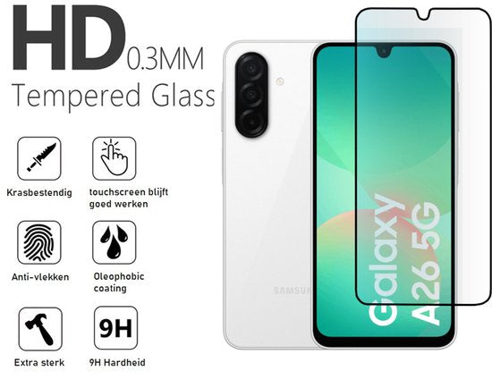 Pashouder Hoesje en Screenprotector Combi Geschikt Voor Samsung A26 - Pasjeshouder + Premium Screenprotector