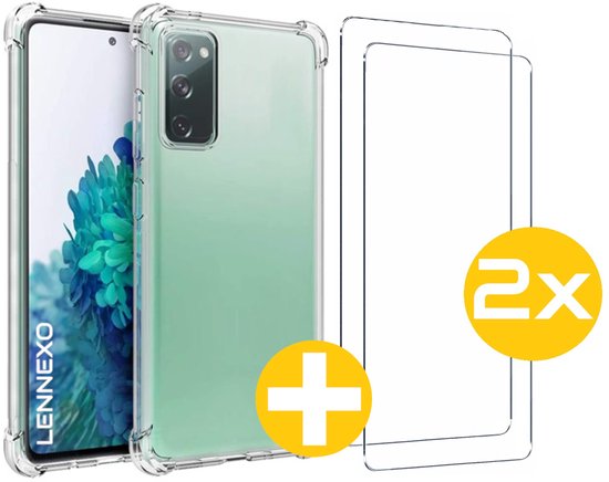 Hoesje en Screenprotector Combi Geschikt Voor Samsung S20 FE (Fan Edition) - Anti Shock Hoesje + 2x Screenprotector