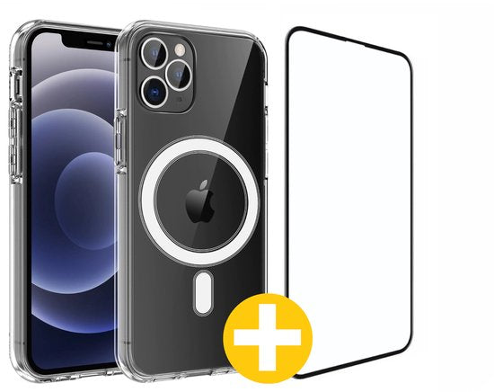 Magnetisch Hoesje en Screenprotector Combi Geschikt Voor iPhone 12 Pro Max - Hoesje Geschikt voor Magsafe + Premium Screenprotector