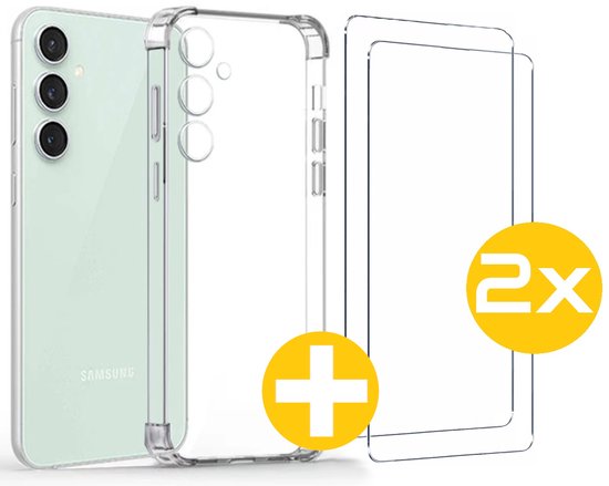 Hoesje en Screenprotector Combi Geschikt Voor Samsung S23 FE (Fan Edition) - Anti Shock Hoesje + 2x Screenprotector