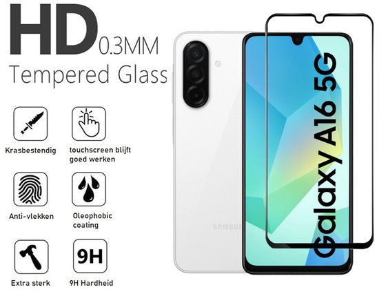 Pashouder Hoesje en Screenprotector Combi Geschikt Voor Samsung A16 - Pasjeshouder + Premium Screenprotector