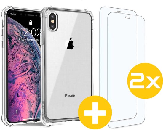 Hoesje en Screenprotector Combi Geschikt Voor iPhone XS Max - Anti Shock Hoesje + 2x Screenprotector