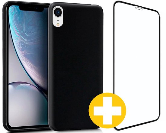 Hoesje en Screenprotector Combi Geschikt Voor iPhone XR - Zwart Hoesje + Premium Screenprotector