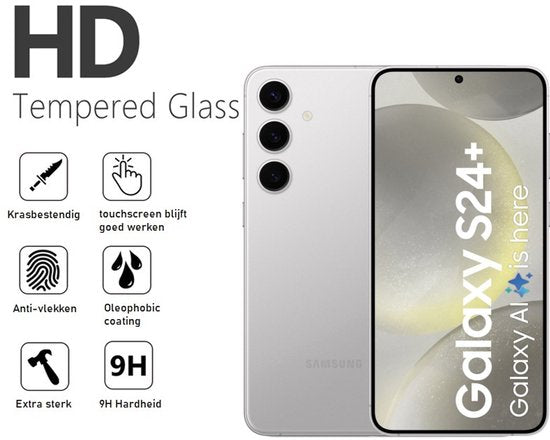 Pashouder Hoesje en Screenprotector Combi Geschikt Voor Samsung S24+ (S24 PLUS) - Pasjeshouder + 2x Screenprotector