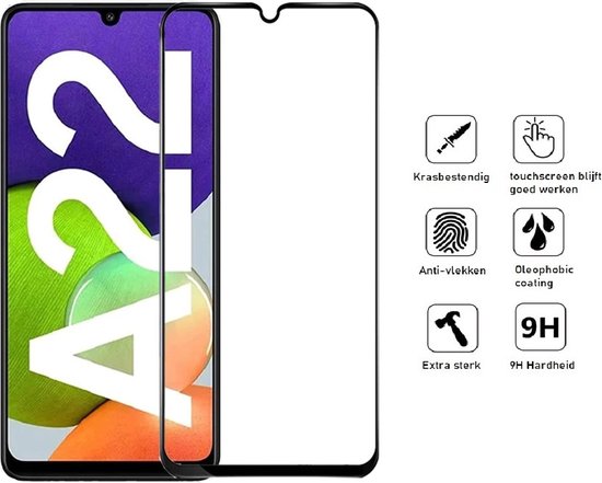 Hoesje en Screenprotector Combi Geschikt Voor Samsung A22 5G - Zwart Hoesje + Premium Screenprotector