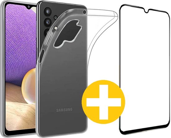 Samsung A32 5G Hoesje + Premium screenprotector Samsung Galaxy A32 5G | Siliconen hoesje | Transparant Hoesje | Tempered Glass | Volledige bescherming