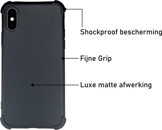 Zwarte Anti Shock Hoesje Geschikt Voor iPhone X / XS - ShockProof Siliconen Hoesje