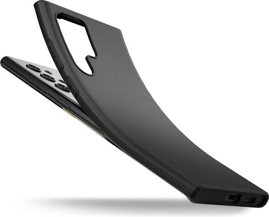 Zwart Hoesje Geschikt Voor Samsung Galaxy S22 Ultra - Zwarte Siliconen hoesje - TPU Back Cover Hoes - Zwart