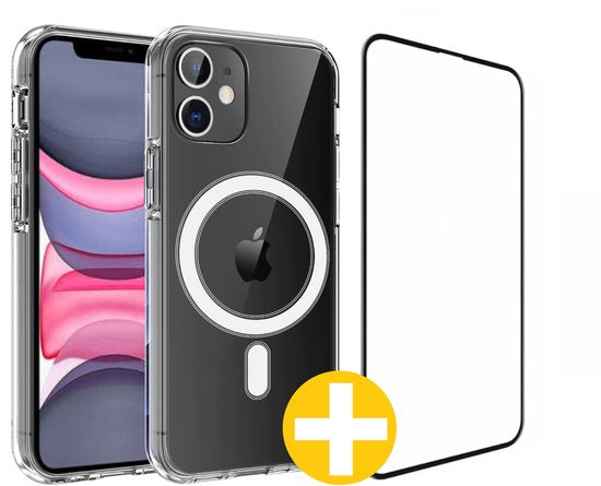 Magnetisch Hoesje en Screenprotector Combi Geschikt Voor iPhone 11 - Hoesje Geschikt voor Magsafe + Premium Screenprotector