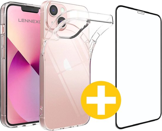 Hoesje en Screenprotector Combi Geschikt Voor iPhone 13 Mini - Transparant Hoesje + Premium Screenprotector