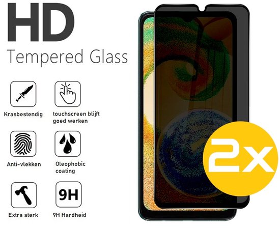 Privacy Screenprotector Geschikt Voor Samsung A12 - Volledige Beschermglas - 2 Stuks