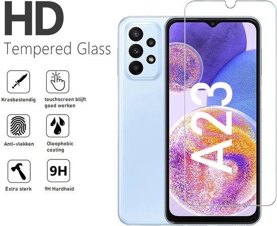 Screenprotector Geschikt Voor Samsung Galaxy A23 - Glasplaat | Tempered Glass - 2 Stuks