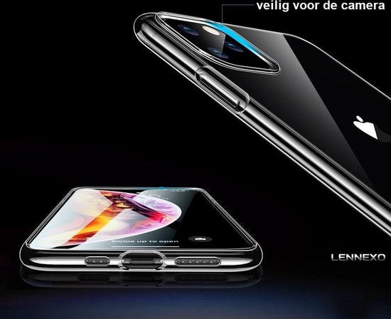 Hoesje En Screenprotector Combi Geschikt Voor iPhone 11 Pro - Transparant Hoesje + 2x Screenprotector