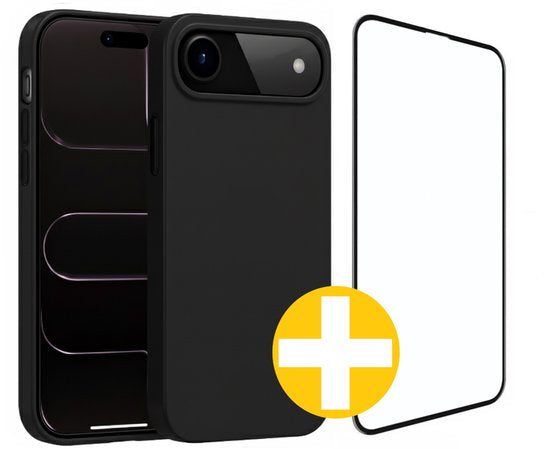 Hoesje en Screenprotector Combi Geschikt Voor iPhone 17 AIR - Zwart Hoesje + Premium Screenprotector