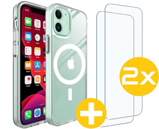 Magnetisch Hoesje en Screenprotector Combi Geschikt Voor iPhone 12 Mini - Hoesje Geschikt voor Magsafe + 2x Screenprotector