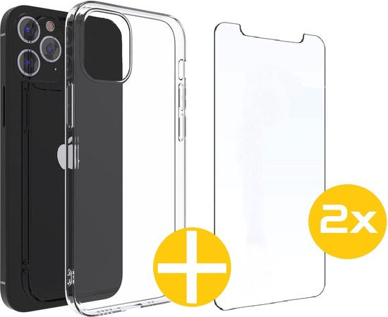 Hoesje en Screenprotector Combi Geschikt Voor iPhone 11 Pro Max - Transparant Hoesje + 2x Screenprotector