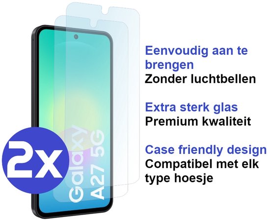 Premium Screenprotector Geschikt Voor Samsung A27 - Gehard Glas - 2 Stuks