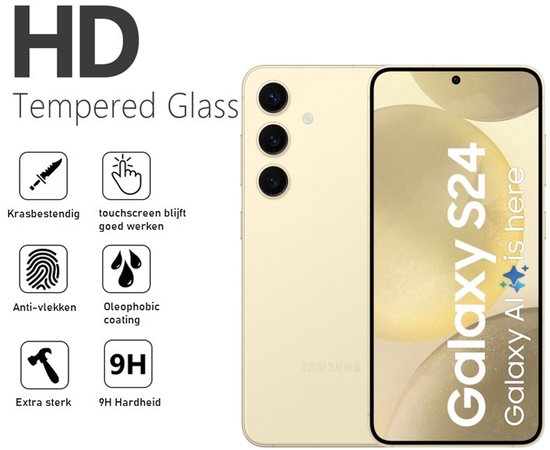 Pashouder Hoesje en Screenprotector Combi Geschikt Voor Samsung S24 - Pasjeshouder + 2x Screenprotector