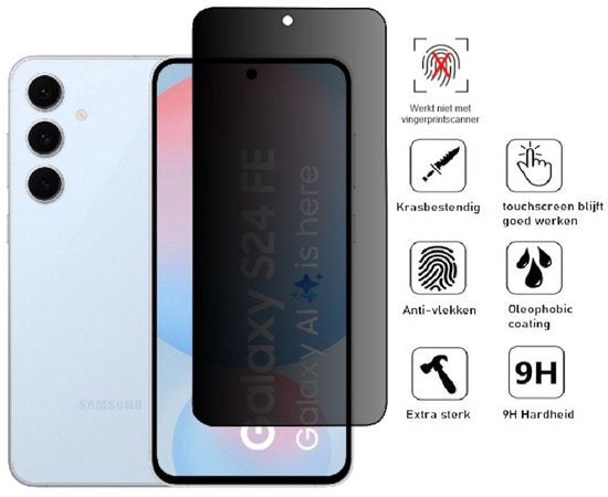 Privacy Screenprotector Geschikt Voor Samsung S24FE (Fan Edition) - Volledige Beschermglas - 4 Stuks