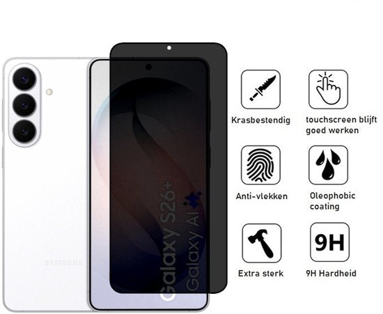 Privacy Screenprotector Geschikt Voor Samsung S26+ (S26 PLUS) - Volledige Beschermglas - 4 Stuks