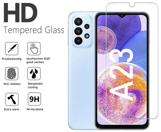 Screenprotector Geschikt Voor Samsung Galaxy A23 - Glasplaat - Tempered Glass - 4 Stuks