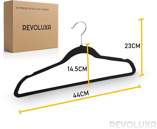 25 Stuks Premium Fluwelen Kledinghangers - Velvet Kleerhangers met Anti-Slip - Broekhanger Volwassenen - Zwart