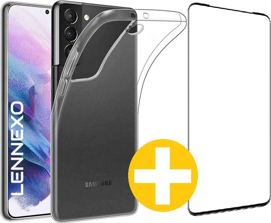 Hoesje en Screenprotector Combi Geschikt Voor Samsung S21 FE - Transparant Hoesje + Premium Screenprotector