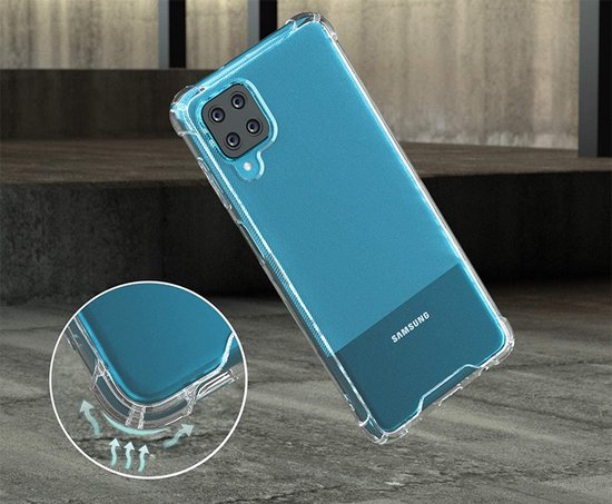 Samsung Galaxy A12 Hoesje Anti Shock | ShockProof Silicone Case | Transparant Back Cover
