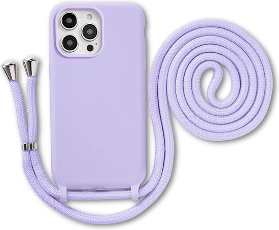 Armordrop Hoesje Met Koord Geschikt Voor iPhone 13 Pro - Siliconen Hoesje Met Koord - Paars